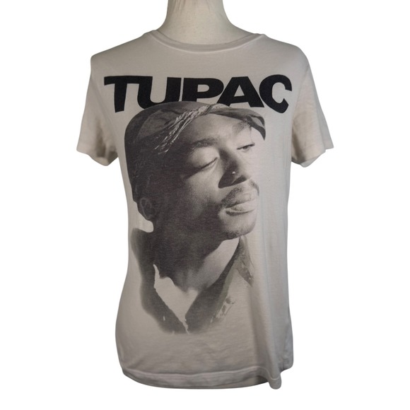 Bravado Tops - Bravado Tupac Shakur Graphic T Shirt Womens M Cream Cotton Rap Hip Hop Tee 90's
